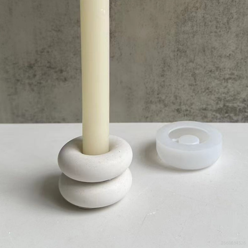 Donut Mold Silicone - Okrągły świecznik w kształcie pączka Silikonowa